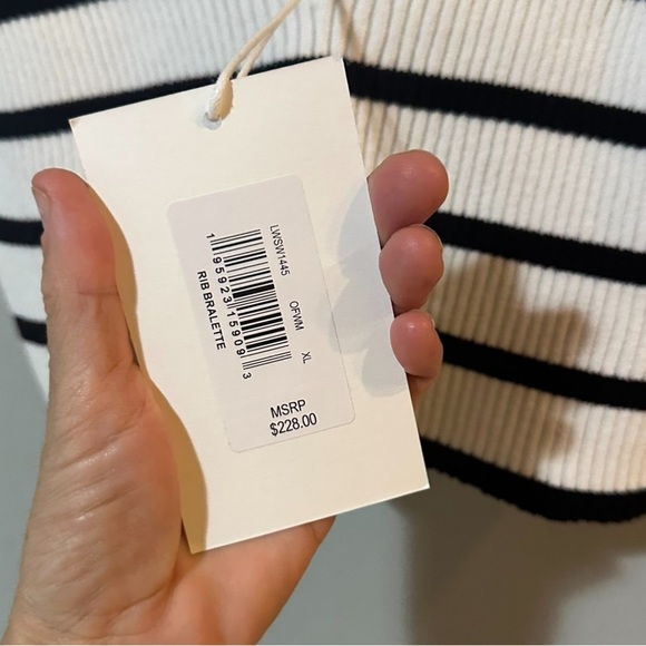 FRAME Striped Cropped Rib Bralette. - Picture 5 of 6